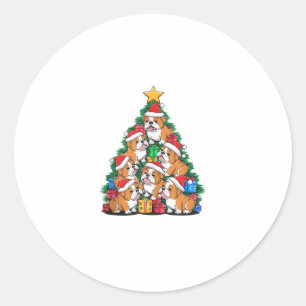Christmas Tree English Bulldog Bulldogs  Classic Round Sticker