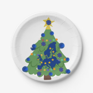 Christmas Tree - European Union Flag   EU Euro - b Paper Plate
