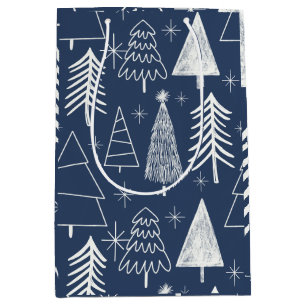 Christmas Tree - Evergreen Tree - Pine Tree Blue Medium Gift Bag