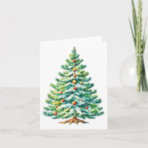 Christmas Tree F - Watercolors & Pen Card
