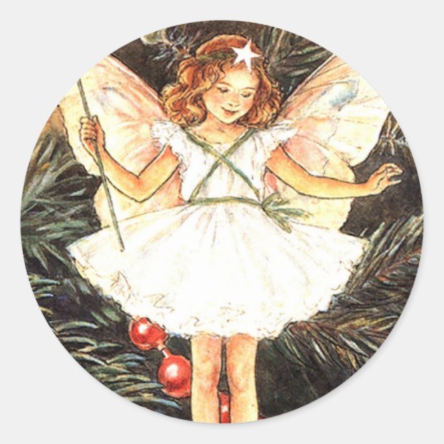 Christmas Tree Fairy Classic Round Sticker (Front)