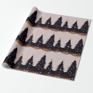 Christmas Tree Fairy Lights Stars Whimsical Wrapping Paper