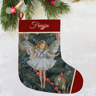 Christmas Tree Fairy Stocking, Personalised Large Christmas Stocking