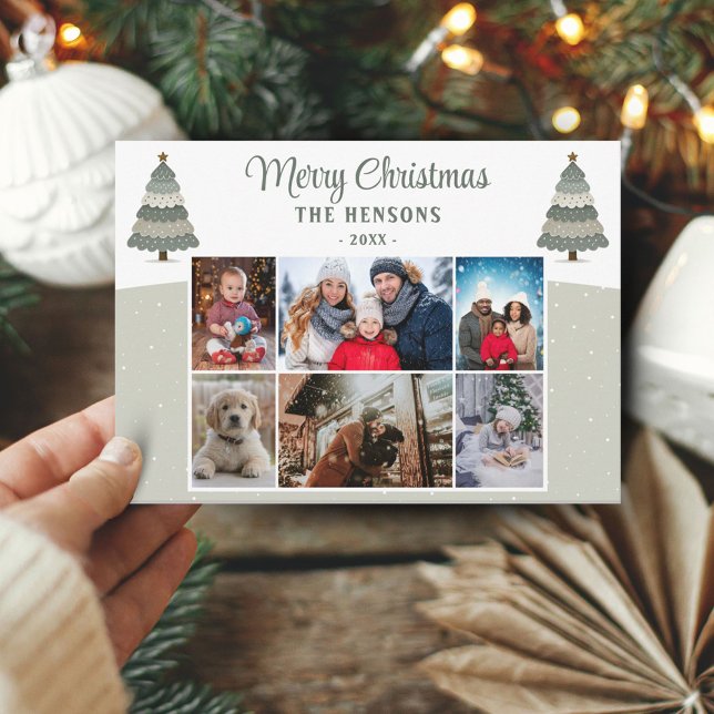 Christmas Tree Family 6 Photo Collage  Holiday Card (Creator Uploaded)