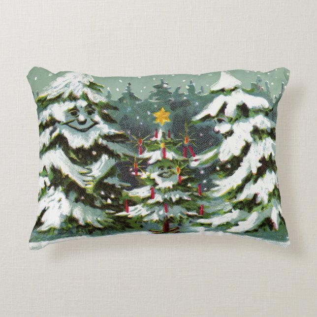 Christmas Tree Family Accent Pillow (Front)