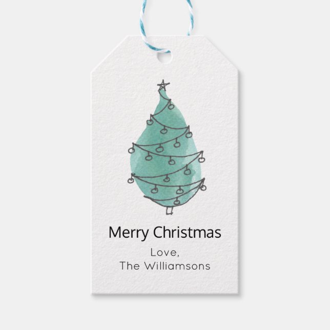 Christmas Tree Family Name Gift Tags (Front)