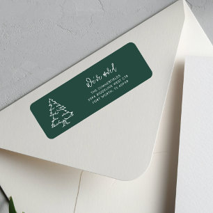 Christmas Tree Family Name Moving Return Address Label