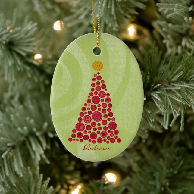 Christmas Tree Family Name Ornament Keepsake (Tree)