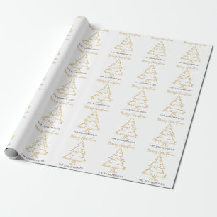 Christmas Tree Family Name Script Holiday Wrapping Paper