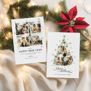 Christmas Tree Family Photo Collage Holiday Card,