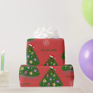 Christmas Tree Family Photo Frame  Wrapping Paper