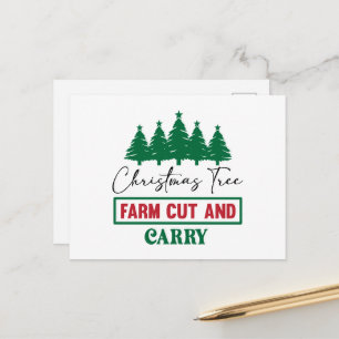 Christmas tree farm cut carry holiday postcard