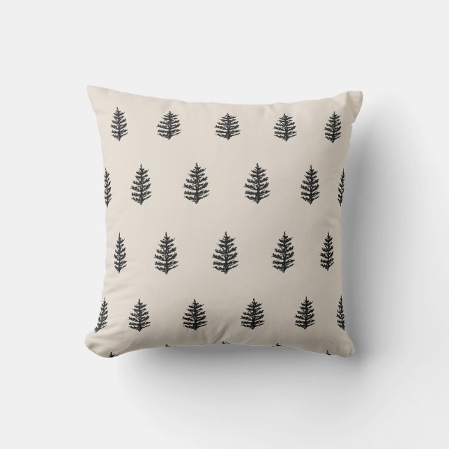Christmas Tree Farm Illustration Buffalo Check Cushion (Front)