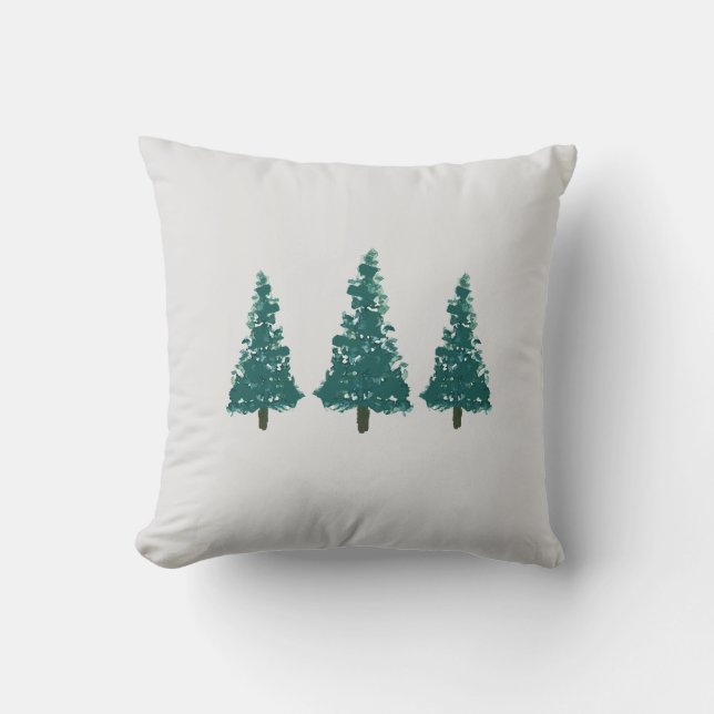 Christmas Tree Farm Illustration Holiday Cushion (Front)