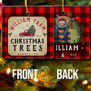 Christmas Tree Farm Pine Trees farmhouse style Ceramic Ornament