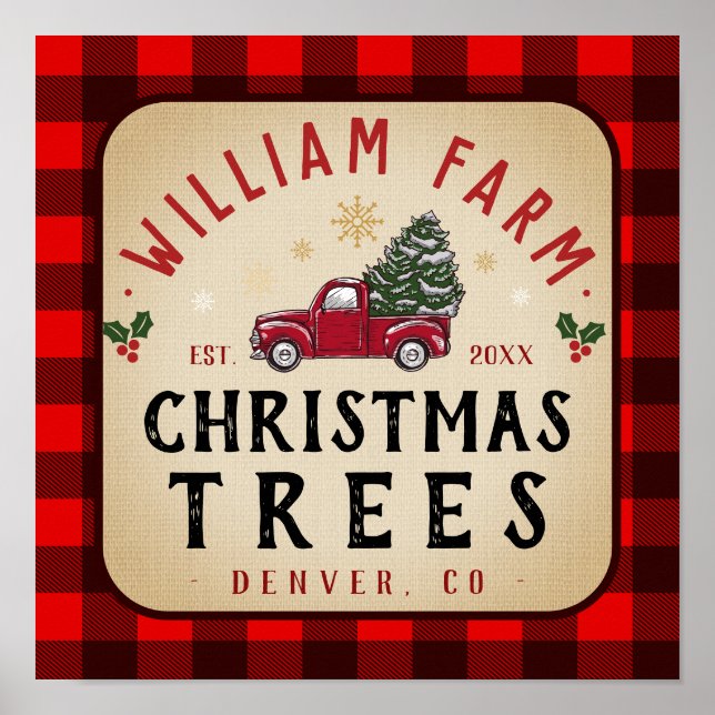 Christmas Tree Farm Pine Trees farmhouse style Poster (Front)