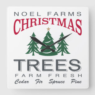 CHRISTMAS TREE FARM SQUARE WALL CLOCK