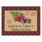 Christmas Tree Farm Vintage Truck Red Plaid Rustic