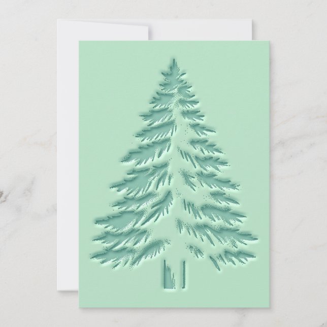 Christmas Tree Faux Embossed Distressed Green Holiday Card (Front)