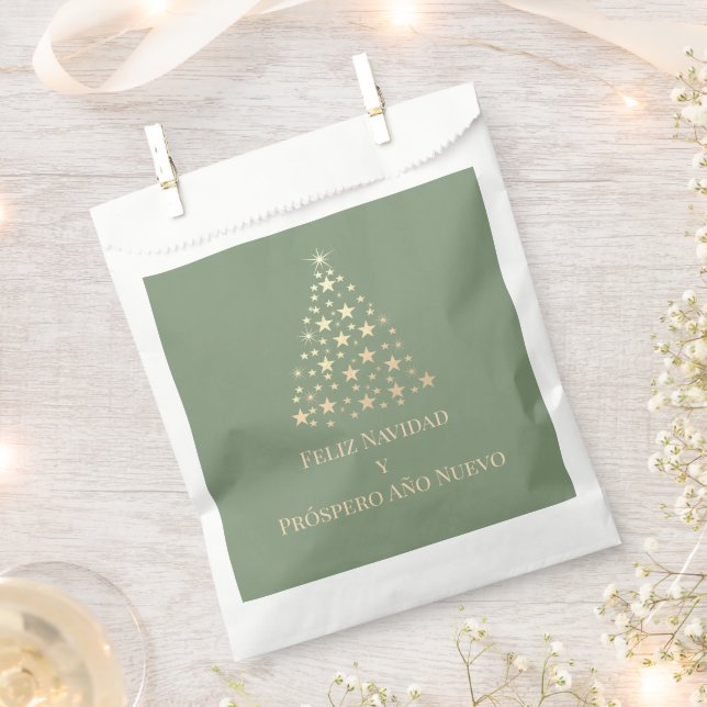 Christmas Tree Feliz Navidad y Prospero Año Nuevo  Favour Bag (Clipped)