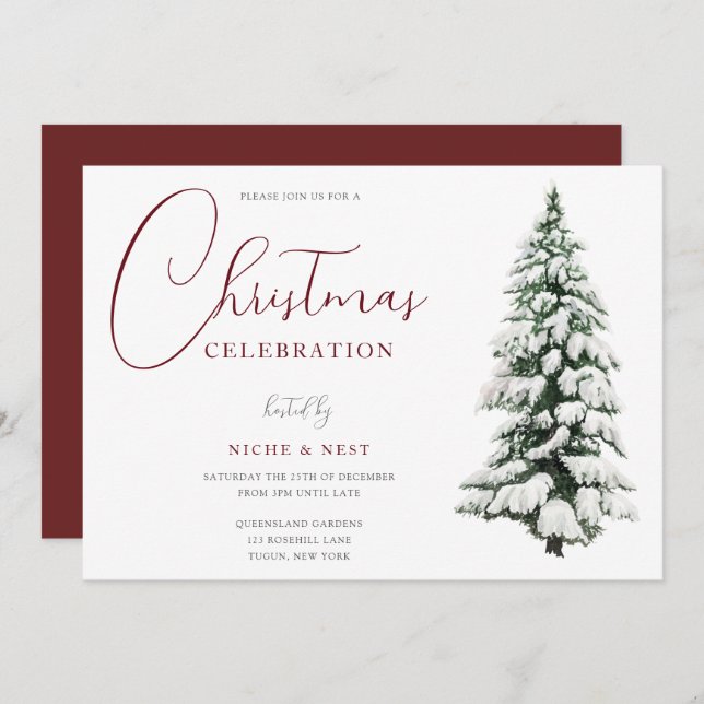 Christmas Tree Festive Christmas Party Celebration Invitation (Front/Back)