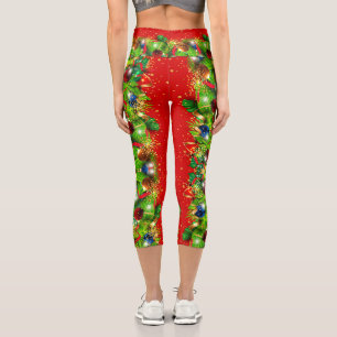 Christmas Tree Festive Holiday Ugly Xmas Sweater Capri Leggings