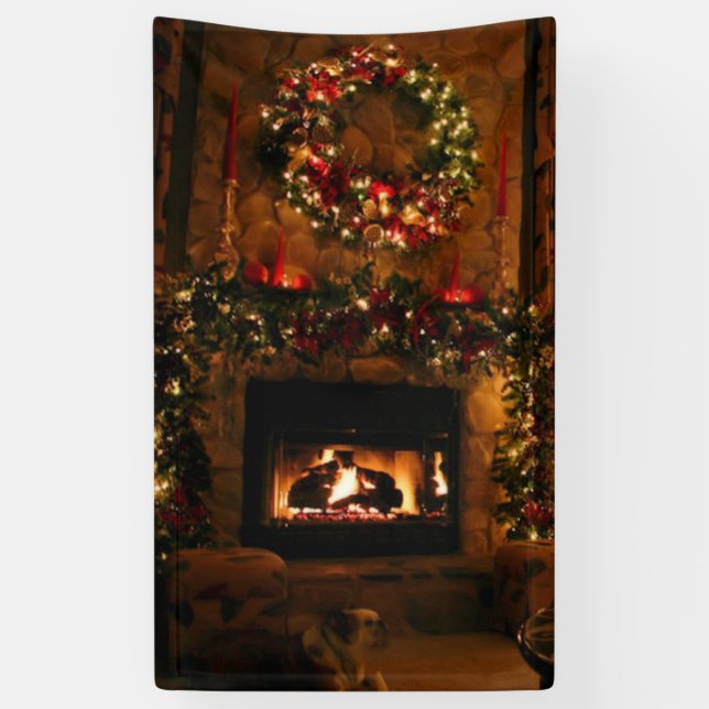 Christmas tree fireplace banner (Vertical)