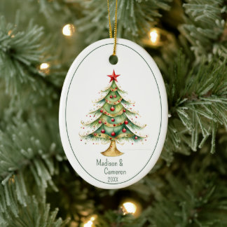 Christmas Tree First Christmas Together Name Year Ceramic Ornament