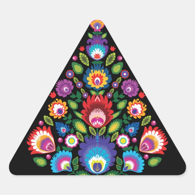 🎄Christmas tree - folklore [black] Triangle Sticker (Front)