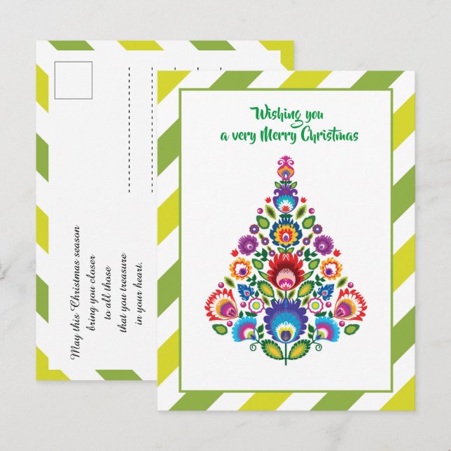 🎄Christmas tree folklore green Holiday Postcard (Front/Back)