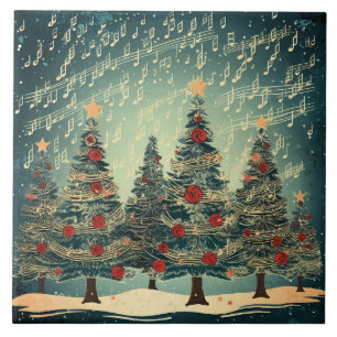 Christmas Tree Forest Celebration Ceramic Tile