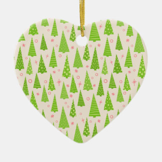 Christmas Tree Forest Customisable Retro Ceramic Ornament