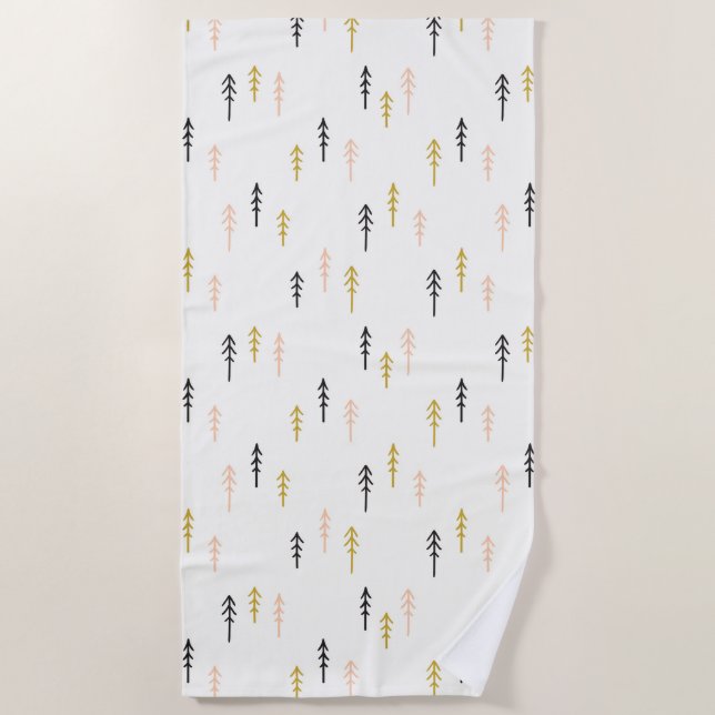 Christmas Tree Forest Pattern Beach Towel (Front)