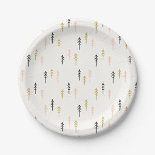 Christmas Tree Forest Pattern Paper Plate