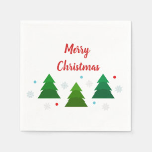 Christmas tree forest, snowflakes, red blue dots napkin