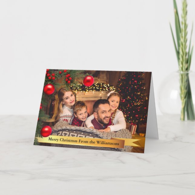 Christmas Tree Frame Merry Christmas Photo Holiday Card (Front)