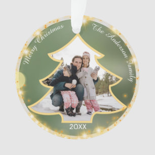 Christmas Tree Framed Custom Photo 2-sided Ornament