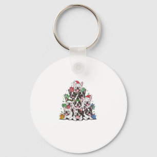 Christmas Tree French Bulldogs Frenchie French Bul Key Ring