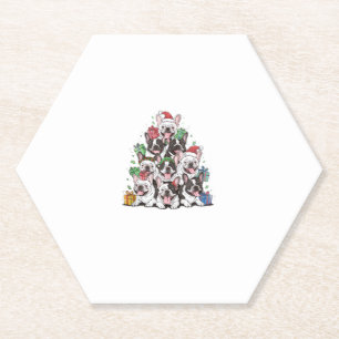 Christmas Tree French Bulldogs Frenchie French Bul Paper Coaster