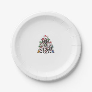 Christmas Tree French Bulldogs Frenchie French Bul Paper Plate