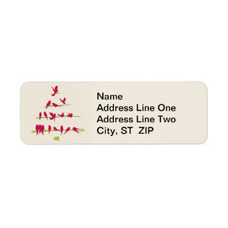 Christmas Tree full of Cheerful Red Birds Return Address Label