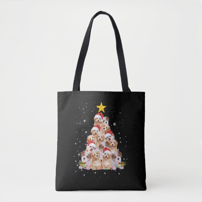 Christmas Tree Funny Dog Tote Bag (Front)