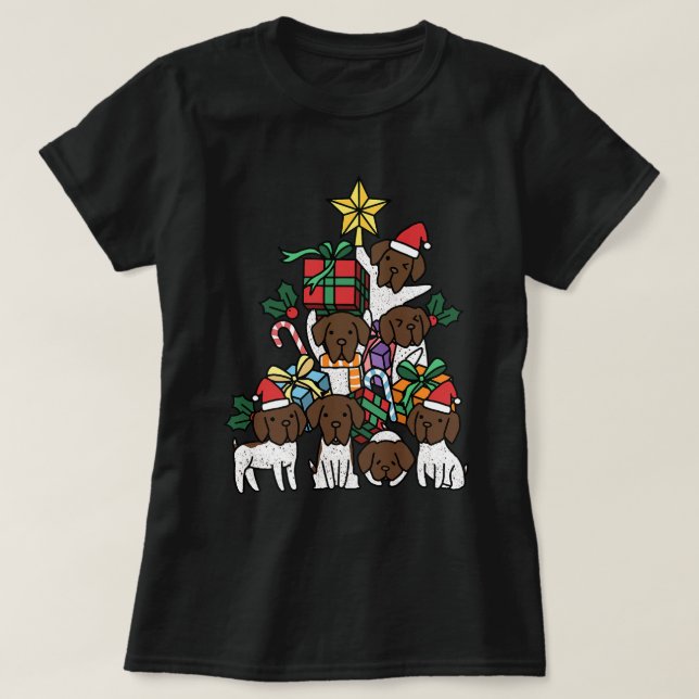 Christmas Tree German Shorthaired Pointer Dog 2 T-Shirt (Design Front)
