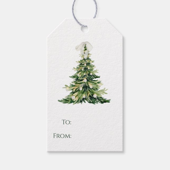 Christmas Tree Gift Tag with Bow | Holiday Present (Front)