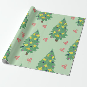 Christmas Tree Gift Wrap Green and Red