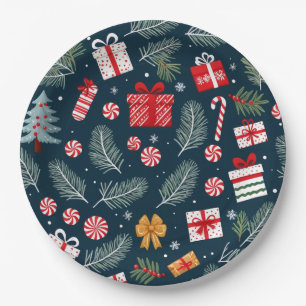 Christmas Tree Gifts Candy Cane Bells Paper Plate