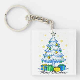 Christmas Tree & Gifts Merry Christmas Acrylic Key Key Ring