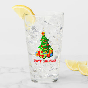 Christmas Tree & Gifts Personalised Glass