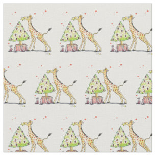 Christmas tree & giraffe - christmas party festive fabric