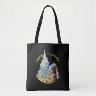 Christmas Tree, Girl with a Pearl Earring Tote Bag